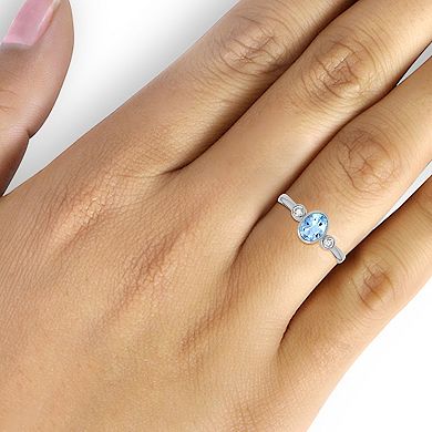 Jewelexcess Sterling Silver Lab-Created White Sapphire & Bezel-Set Gemstone Ring