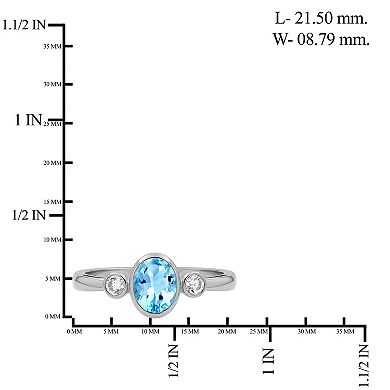 Jewelexcess Sterling Silver Lab-Created White Sapphire & Bezel-Set Gemstone Ring