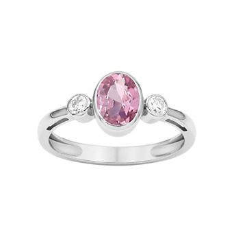 Jewelexcess Sterling Silver Lab-Created White Sapphire & Bezel-Set Gemstone Ring