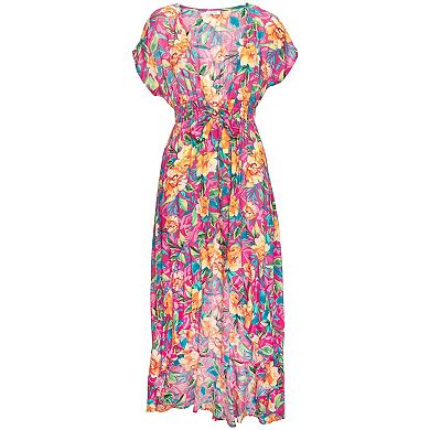Lascana Women's Floral Flounce Hem Cover Up