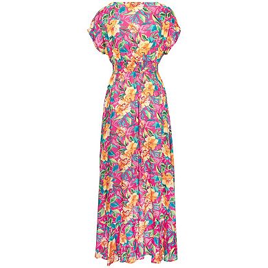 Lascana Women's Floral Flounce Hem Cover Up