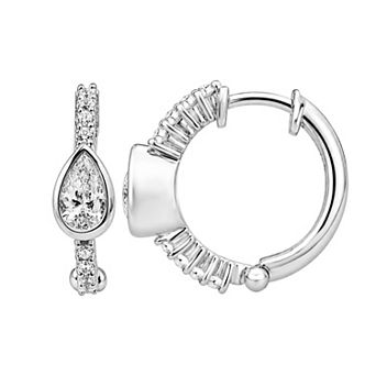 Jewelexcess Sterling Silver 5/8 Carat T.W. Lab-Grown Diamond Hoop Earrings