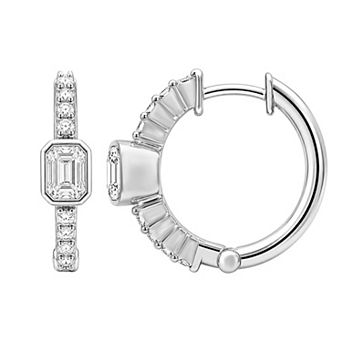 Jewelexcess Sterling Silver 1/2 Carat T.W. Lab-Grown Diamond Hoop Earrings