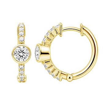 Jewelexcess Sterling Silver 1/2 Carat T.W. Lab-Grown Diamond Round Hoop Earrings