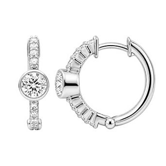 Jewelexcess Sterling Silver 1/2 Carat T.W. Lab-Grown Diamond Round Hoop Earrings