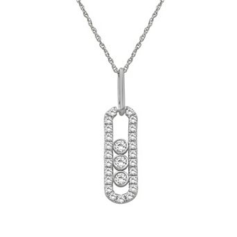Jewelexcess Sterling Silver 1/2 Carat T.W. Lab-Grown Diamond Pendant Necklace