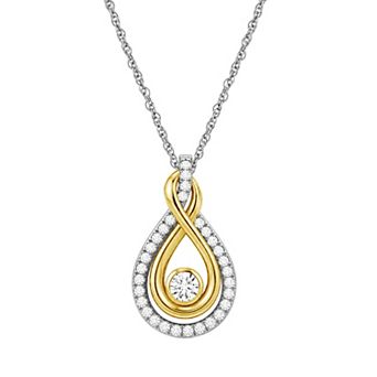 Jewelexcess 14k Gold Plated & Sterling Silver Two 1/2 Carat T.W. Lab Grown Diamond Pendant Necklace