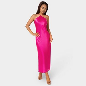 Women's bebe Halter Neck Satin Gown