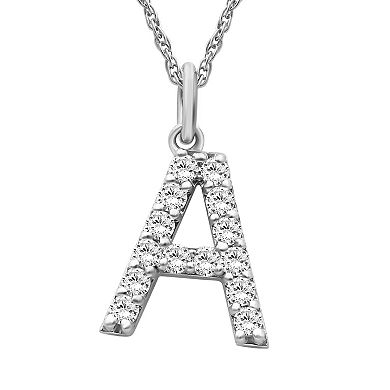 Jewelexcess Sterling Silver 1/2 Carat T.W. Lab-Grown Diamond Initial Pendant Necklace