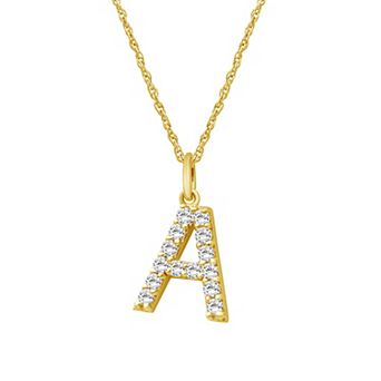 Jewelexcess Sterling Silver 1/2 Carat T.W. Lab-Grown Diamond Initial Pendant Necklace