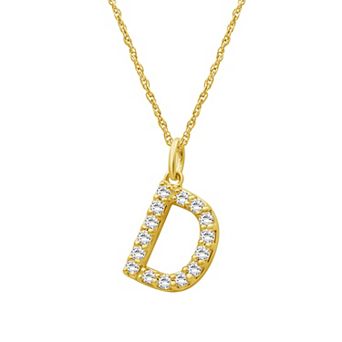 Jewelexcess Sterling Silver 1/2 Carat T.W. Lab-Grown Diamond Initial Pendant Necklace