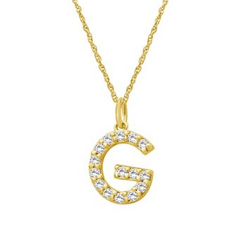 Jewelexcess Sterling Silver 1/2 Carat T.W. Lab-Grown Diamond Initial Pendant Necklace