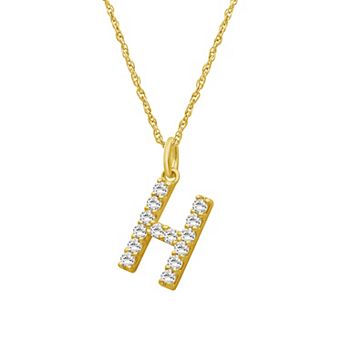 Jewelexcess Sterling Silver 1/2 Carat T.W. Lab-Grown Diamond Initial Pendant Necklace