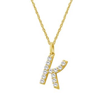 Jewelexcess Sterling Silver 1/2 Carat T.W. Lab-Grown Diamond Initial Pendant Necklace
