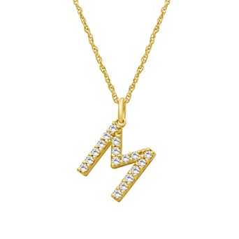 Jewelexcess Sterling Silver 1/2 Carat T.W. Lab-Grown Diamond Initial Pendant Necklace
