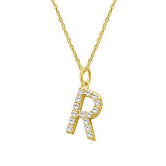 Jewelexcess Sterling Silver 1/2 Carat T.W. Lab-Grown Diamond Initial Pendant Necklace