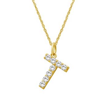 Jewelexcess Sterling Silver 1/2 Carat T.W. Lab-Grown Diamond Initial Pendant Necklace