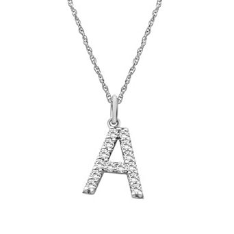 Jewelexcess Sterling Silver 1/2 Carat T.W. Lab-Grown Diamond Initial Pendant Necklace
