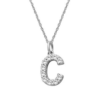 Jewelexcess Sterling Silver 1/2 Carat T.W. Lab-Grown Diamond Initial Pendant Necklace