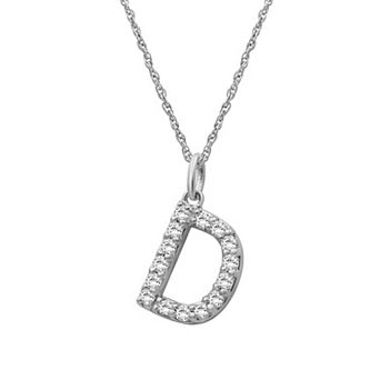 Jewelexcess Sterling Silver 1/2 Carat T.W. Lab-Grown Diamond Initial Pendant Necklace