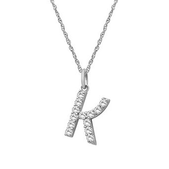 Jewelexcess Sterling Silver 1/2 Carat T.W. Lab-Grown Diamond Initial Pendant Necklace