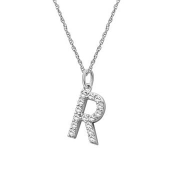 Jewelexcess Sterling Silver 1/2 Carat T.W. Lab-Grown Diamond Initial Pendant Necklace