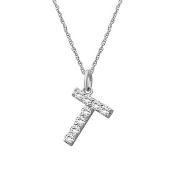 Jewelexcess Sterling Silver 1/2 Carat T.W. Lab-Grown Diamond Initial Pendant Necklace