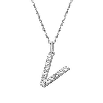 Jewelexcess Sterling Silver 1/2 Carat T.W. Lab-Grown Diamond Initial Pendant Necklace
