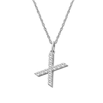 Jewelexcess Sterling Silver 1/2 Carat T.W. Lab-Grown Diamond Initial Pendant Necklace