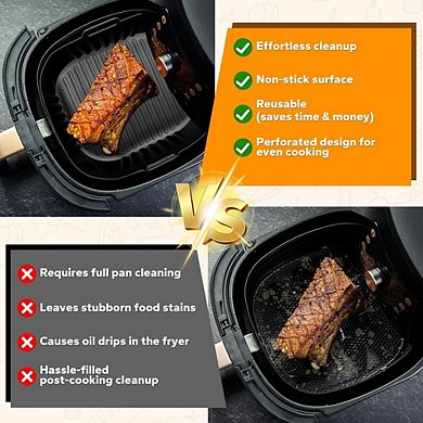 Air Fryer Accessories, Silicone Liners & Heat-Resistant, Reusable Mats
