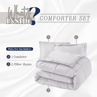 Elegant Comfort 3-Piece Box Stitch Comforter Set with Shams, Duvet Insert