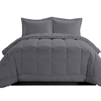 Elegant Comfort 3 pc Box Stitch Comforter Set with Shams, Duvet Insert