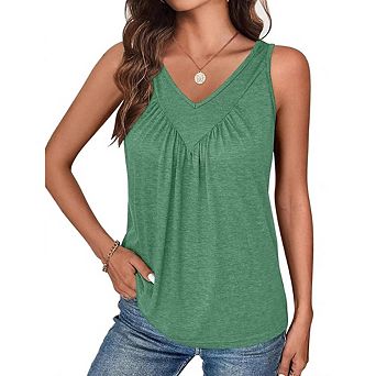Women Fashion Summer V-Neck Vest Shirts Solid Casual Loose Sleeveless Blouses