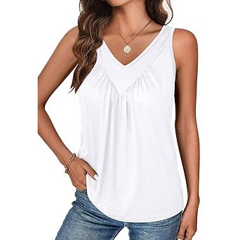 Women Fashion Summer V-Neck Vest Shirts Solid Casual Loose Sleeveless Blouses