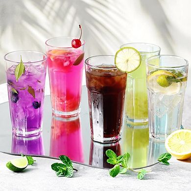 9pc Water & Beverage Glass Set, Heavy Base Drinking Glasses