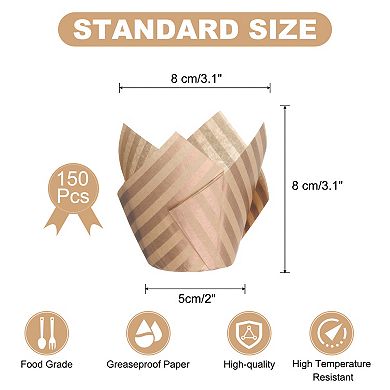 150Pcs Tulip Baking Cups Cupcake Muffins Liners Paper