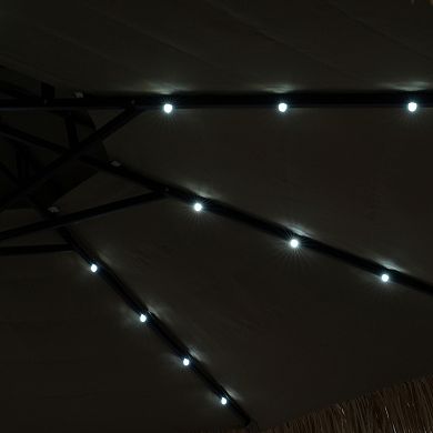 Outdoor Double Top Solar Light Hawaiian Style Thatch Umbrella