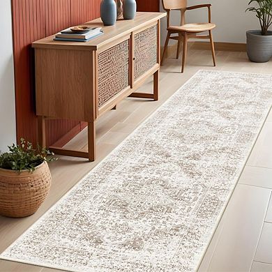 Vintage Washable Runner Rug Non Slip Low Pile Hallway Entryway Carpet