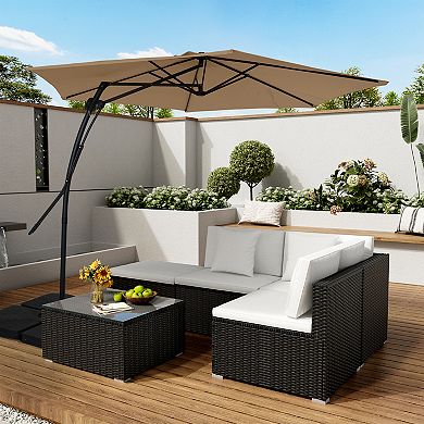 10 Ft. Outdoor Patio Cantilever Umbrella with Stand without Solar lights