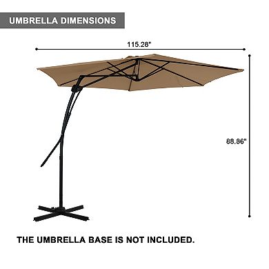10 Ft. Outdoor Patio Cantilever Umbrella with Stand without Solar lights