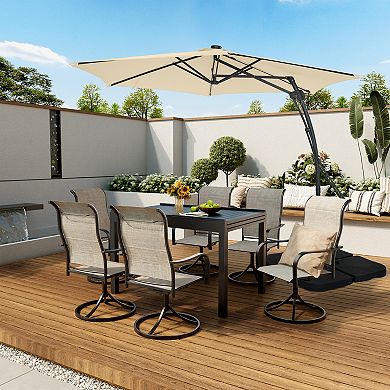 10ft Outdoor Patio Cantilever Umbrella with Waterproof and UV Resistant with Solar lights