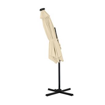 10ft Outdoor Patio Cantilever Umbrella with Waterproof and UV Resistant with Solar lights