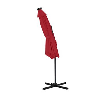 10ft Outdoor Patio Cantilever Umbrella with Waterproof and UV Resistant with Solar lights
