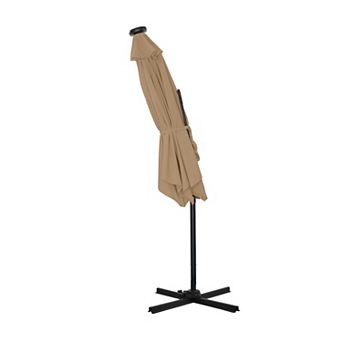 10ft Outdoor Patio Cantilever Umbrella with Waterproof and UV Resistant with Solar lights