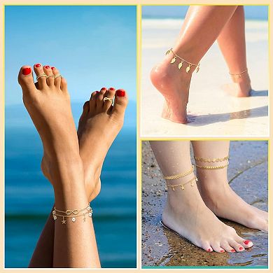 24PCS Anklet and Toe Ring Set Women