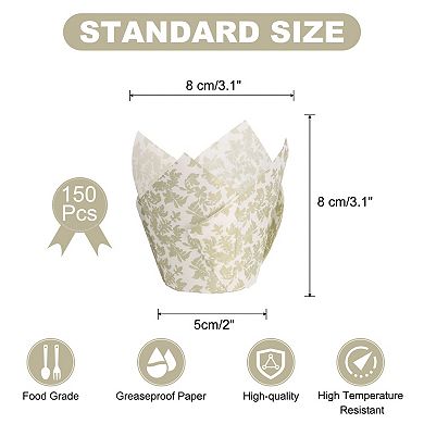 150Pcs Tulip Baking Cups Cupcake Paper Muffins Liners for Party