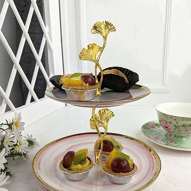 1Set Cake Tray Stand Handle Metal Cake Stands Holder 2.6"(W) Gold