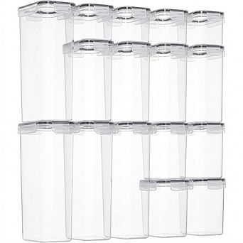 Airtight Food Storage Container Set, 16 pc BPA-Free Pantry Organizers with Labels