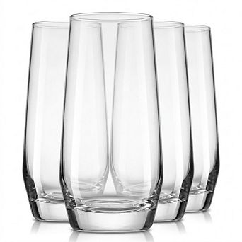 4 pc Crystal Drinking Glass Set, Lead-Free Cocktail & Water Glasses