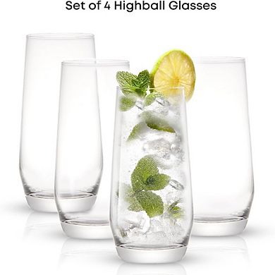 4pc Crystal Drinking Glass Set, Lead-Free Cocktail & Water Glasses